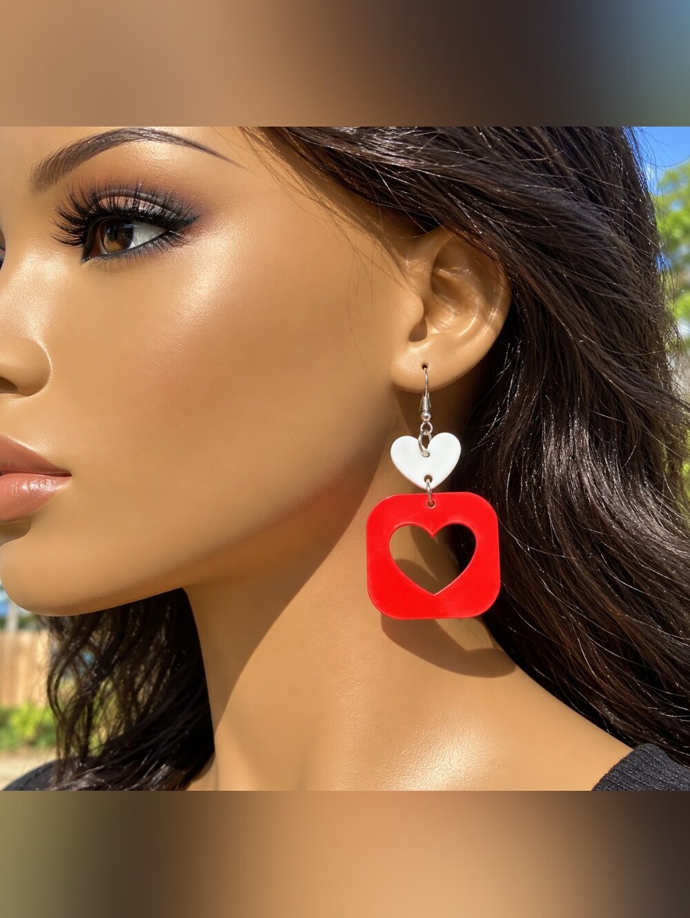 Source Unknown Red & White Heart Drop Earrings - Women's Jewelry